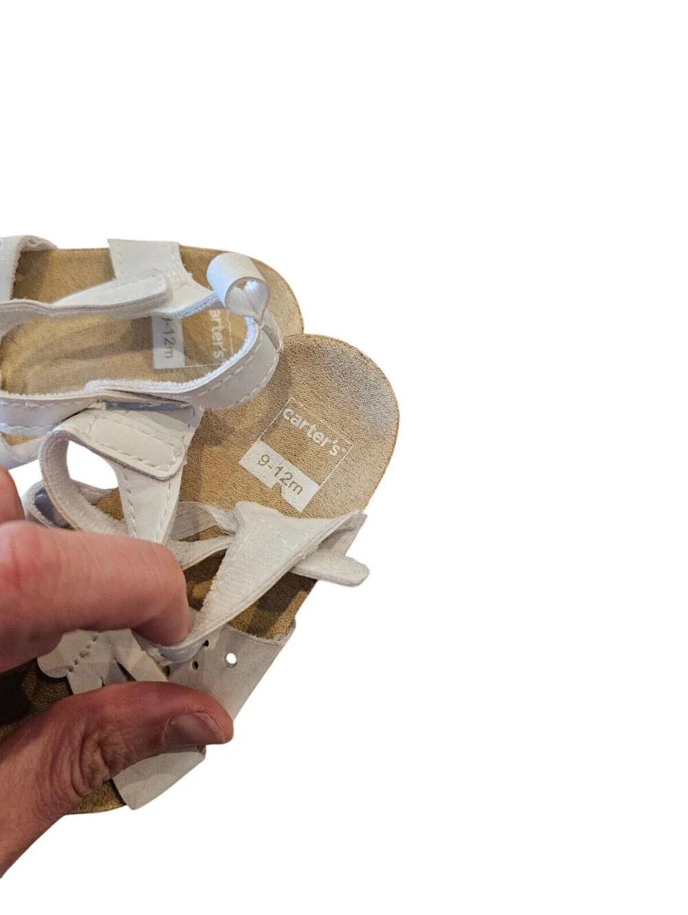 Carters Baby Girls Sz 6-9m Strappy Faux Leather Sandals White
